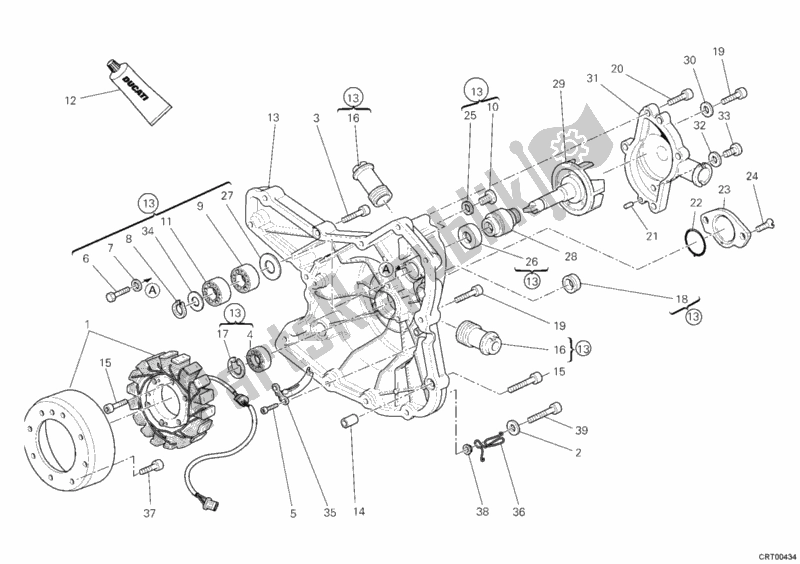 All parts for the Generator Cover - Water Pump of the Ducati Superbike 1098 S Tricolore USA 2008